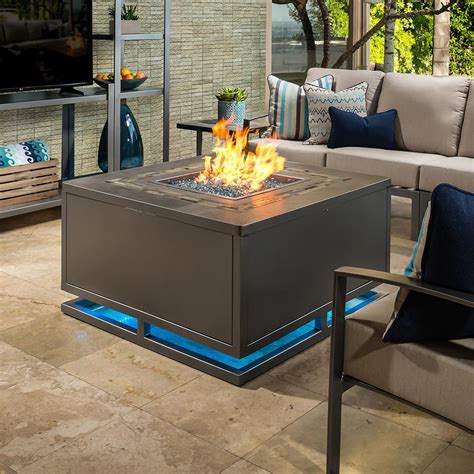 Backordered | free freight shipping! OW Lee Zen 42" Square Chat Height Iron Fire Pit Table with ...