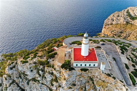 Drone Shot Of The Cap De Formentor Lighthouse One Of The Main Places