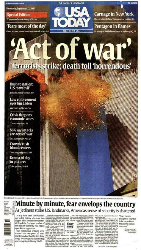 September 11 Newspaper Headlines From The Day After 911 Attacks