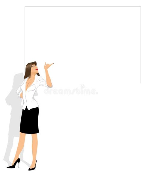 Businesswoman Pointing At Banner Stock Vector Illustration Of Communications Greeting 55339193