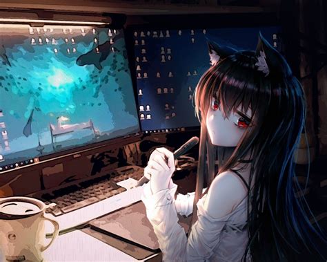 Anime Girl Playing Video Games