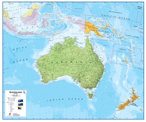 Peta Benua Australiaoceania Lengkap Dengan Negara Batas Wilayah