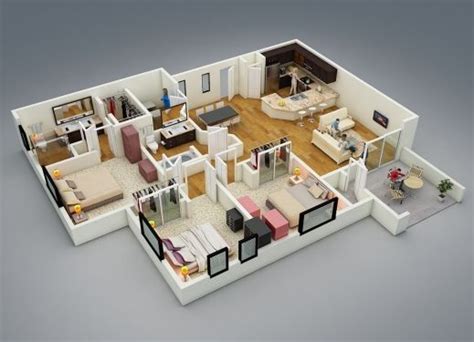 Fascinating 50 Four 4 Bedroom Apartmenthouse Plans Toilets In The