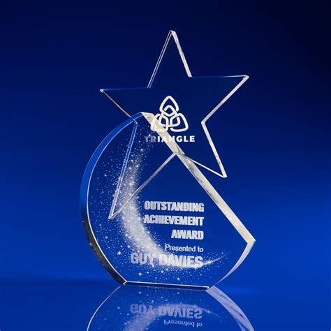 Star Shine Award Stylish Glass Star Trophy Laser Crystal