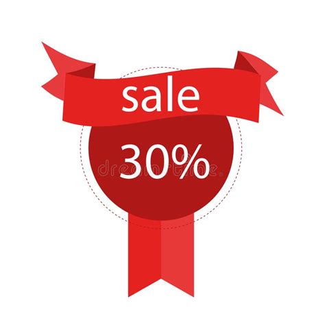 Red Ribbon With 30 Discount Round Shape Sale Banner Template Design
