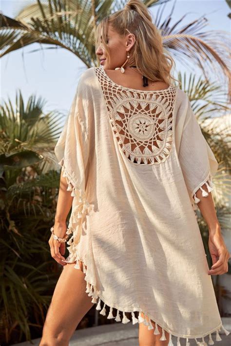 Swimsuit Cover Ups For Swimwear Women Tassel Beach Dress Cotton Tunic Summer Beachwear