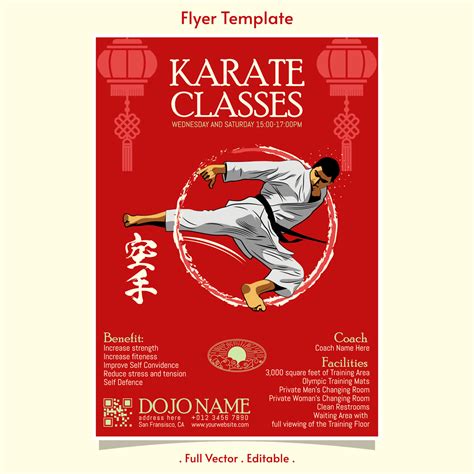 Karate Class Vector Flyer Template 12670738 Vector Art At Vecteezy