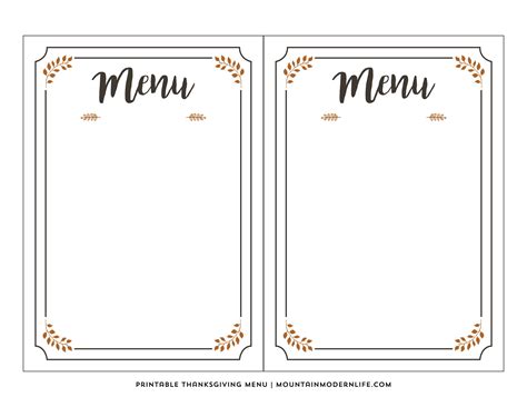 printable thanksgiving menu mountainmodernlifecom
