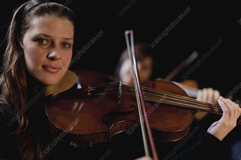 Violin Player In Orchestra Stock Image F0044671 Science Photo