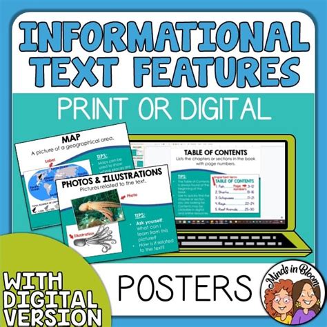 Informational Text Features Non Fiction Posters Mini Anchor Charts Print Digital