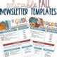 Fall Autumn Newsletter Templates Editable TpT
