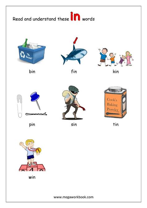 3 letter rhyming words ending with in cvc words sight words first