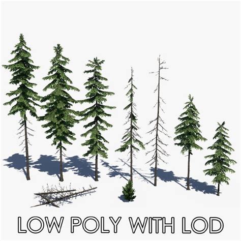 Low Poly Pine Tree Pack 3docean Item For Sale Prop Design 3d Design