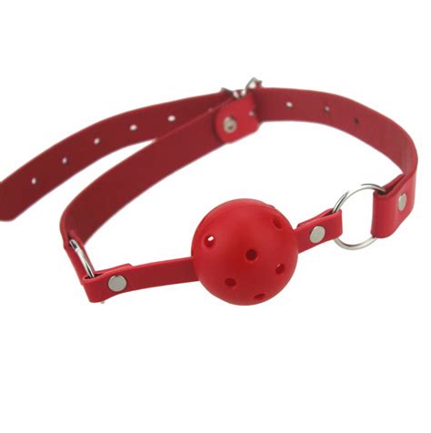 Color Faux Leather Silicone Mouth Hollow Ball Gag Bdsm Bondage Harness