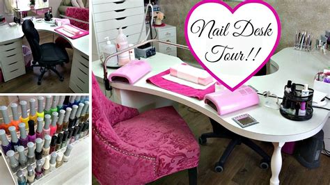 I have finally gotten my nail desk organized in a. Nail Desk Tour!! | Nail desk, Home nail salon, Nail salon
