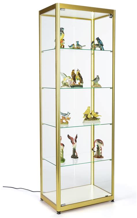 Full Glass Narrow Display Cabinet Adjustable Shelves 235w