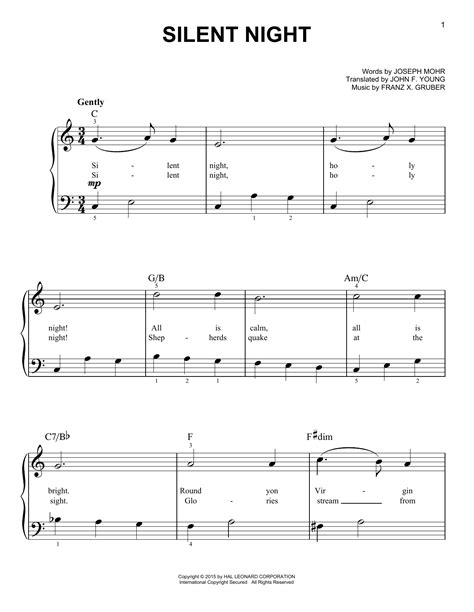 This is an easy song and requires practice. Silent Night (Easy Piano) - Print Sheet Music Now