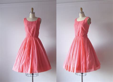 Vintage 1950s Dress 50s Party Dress Pink Soiree