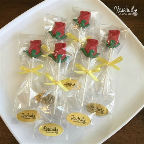 12 Rose Chocolate Lollipops Party Favors Garden Flowers Etsy