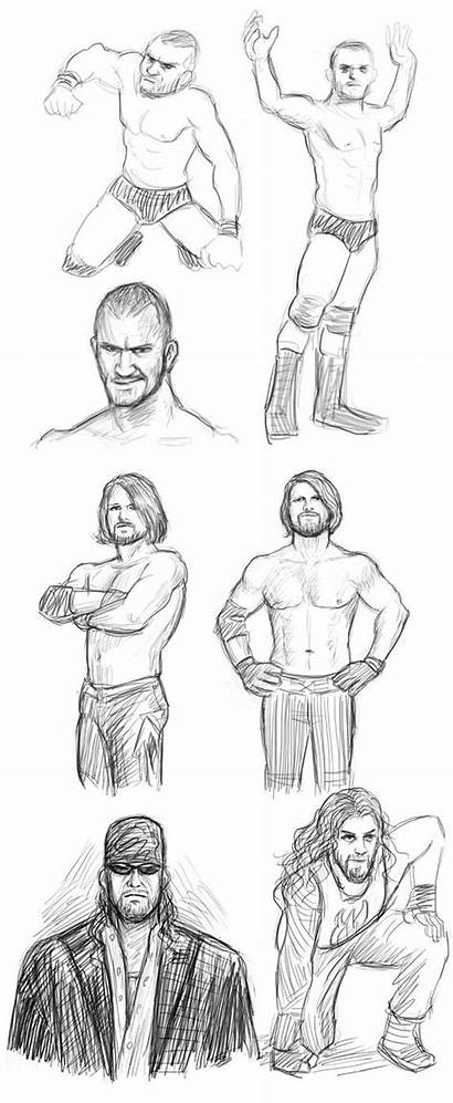 Wwe Drawings Drawing Wrestlers Aj Coloring Pages