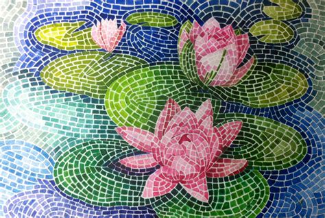 Lotus 2 Mosaic Drawing Mosaic Art Diy Paper Mosaic Mosaic Art