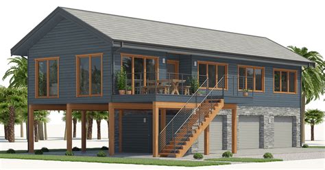 Many lots in coastal areas (seaside, lake and river). Home Plan CH537 in 2020 | Elevated house plans, Stilt ...