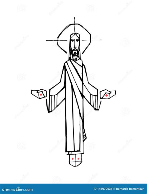 Jesus Christ With Open Arms And Hands Stock Vector Illustration Of