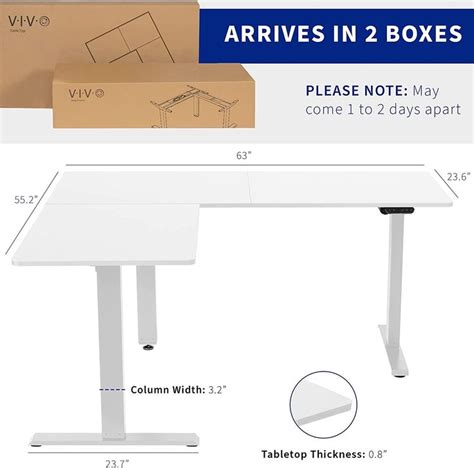 Vivo Electric Height Adjustable 63 X 55 Inch Corner Stand Up Desk