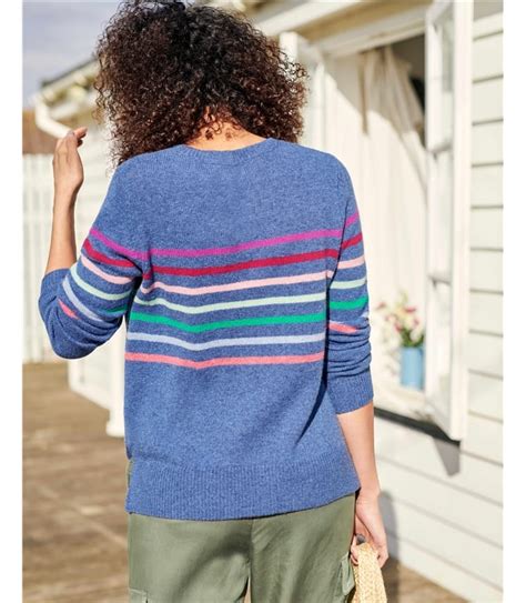 Denim Multi Multi Colour Stripe Jumper WoolOvers AU