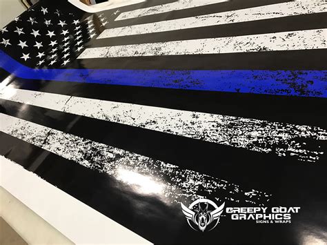 Large Thin Blue Line Distressed American Flag Decal By Creepy Etsy