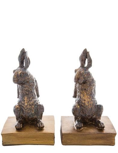 Gilded Bunny Bookends Bookends Faux Gold Leaf Bunny