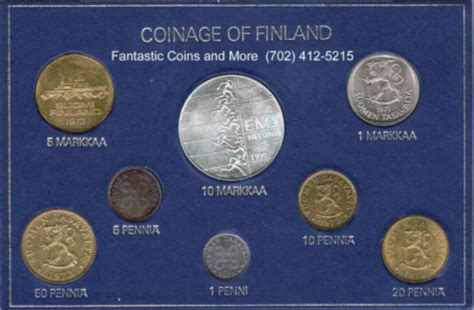 1971 And 1973 Finland Mint Coin Set With One 1 Silver 10 Markkaa Emi