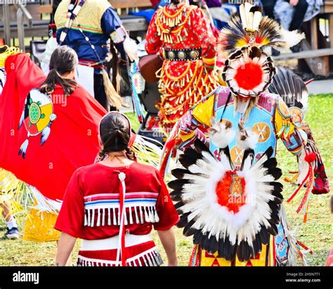 Indeginous Dancers At The Pow Wow On Mt Mckay In Thunder Bay Ontario Canada On Sept 24th