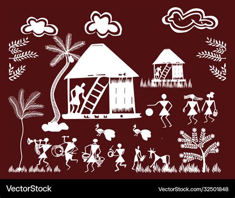 Traditional Warli Painting Black And White Download F
