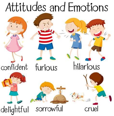 Set Of Children Attitudes And Emotions 541051 Vector Art At Vecteezy