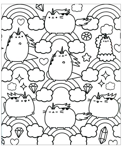 Pusheen And Rainbow Pusheen Kids Coloring Pages