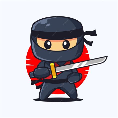 Premium Vector Ninja Cartoon Character With Katana Sword