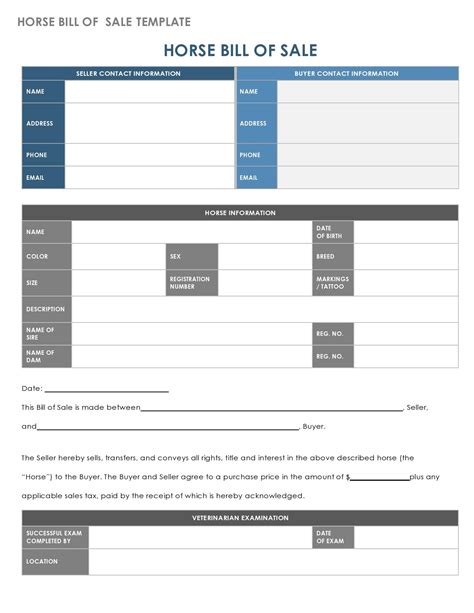 42 Printable Horse Bill Of Sale Forms And Templates Templatelab