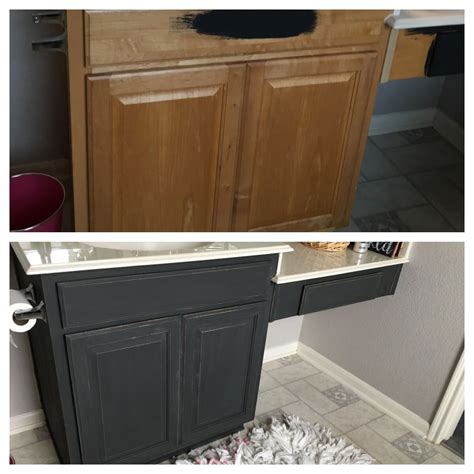 Used Rustoleum Charcoal Gray Paint To Give My Bathroom Cabinet The