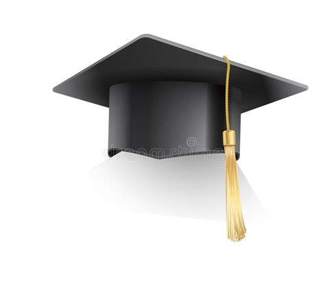 Vector Realistic Mortar Board Hat With Golden Tassel Graduation Cap
