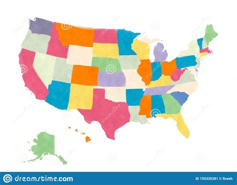 United States Fo America Map In Watercolors Stock Illustration