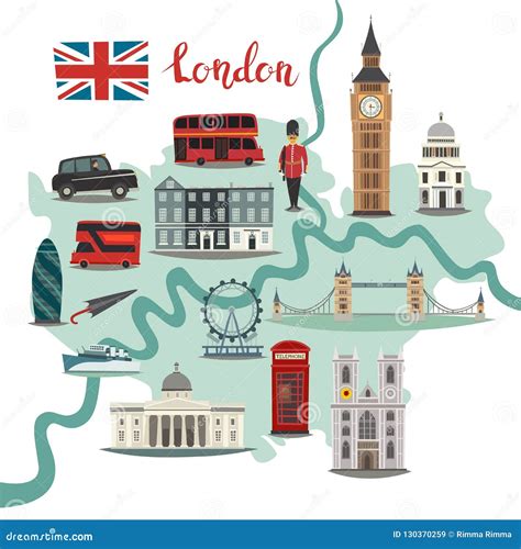 London Illustrated Map Vector Abstract Colorful Atlas Poster Editorial