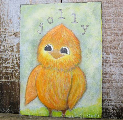 Peaceofpi Studio Jolly Orange Bird Painting