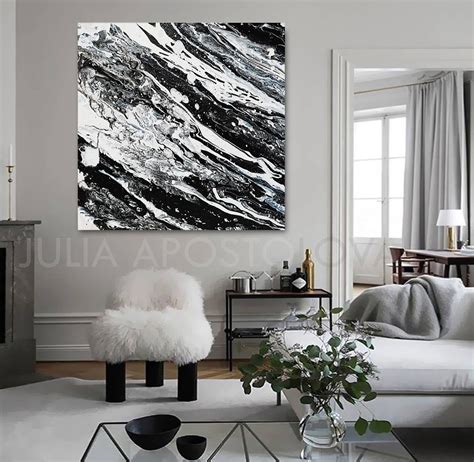 Modern Black And White Abstract Print Ready To Hang Large Wall Art