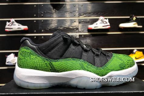 New Release Air Jordan 11 Aj11 Green Snakeskin 528895 033 Nike Shoes