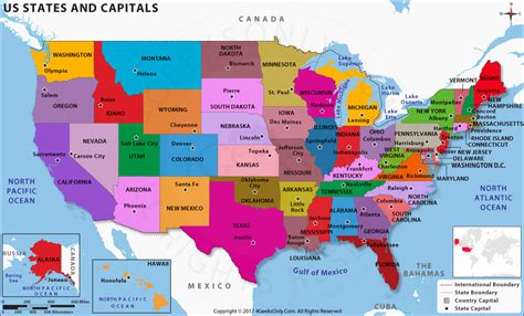 Us States And Capitals Map United States Map With Capitals