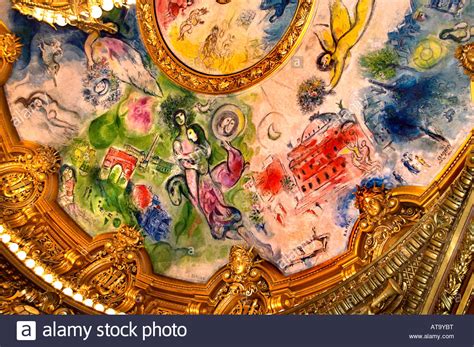 The auditorium is an intimate sea of red velvet with the ceiling painted by chagall. Marc Chagall Opera Paris The Palais Garnier music dance ...