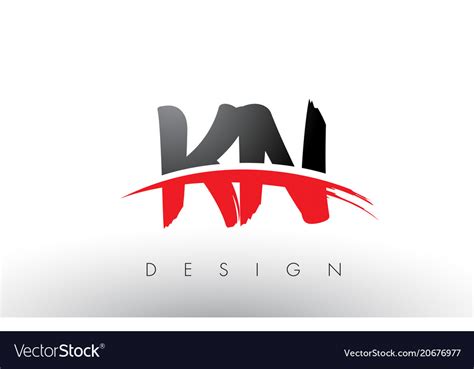Kn K N Brush Logo Letters With Red And Black Vector Image