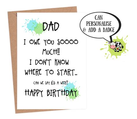 Funny Birthday Card For Dad Dad Birthday Card Funny Personalised