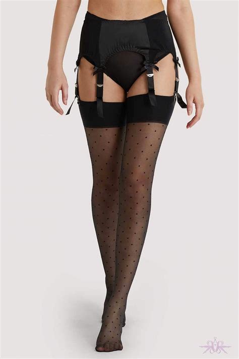 playful promises black bow seamed stockings at the hosiery box